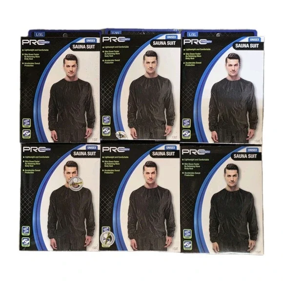 6 Pack - Pro Strength Unisex Sauna Suits - L/XL Lightweight & Comfortable Black - Picture 1 of 4